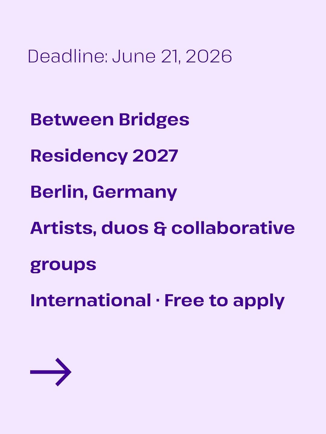 Between Bridges Residency 2027